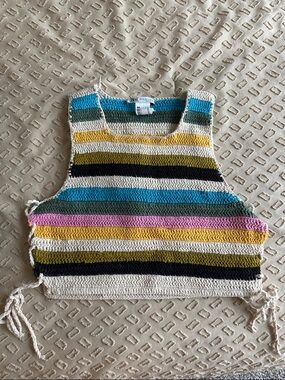Zara Multicolor Striped Crochet Crop Top